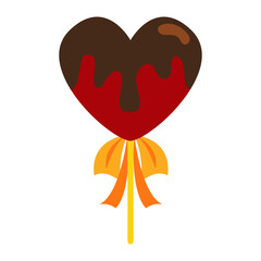 Chocolate dipped heart lollipop icon