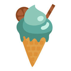 Mint ice cream cone vector