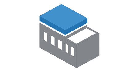 3D Isometric Illustration of Grey Building Model.