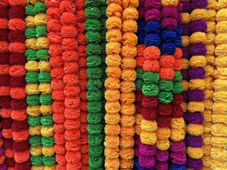 Decorations intended for Buddhist temples for sale along the Barkhor Ring Road at Lhasa City, Tibet, China