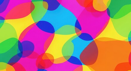 Abstract colorful shapes on a blue background.