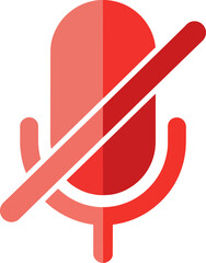 Muted red microphone icon with diagonal line indicating prohibition or restriction