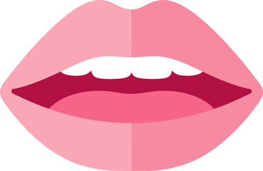 Stylized Open Mouth Pink Lips Showing Teeth and Tongue Illustration