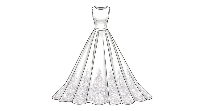 A black and white drawing of a dress