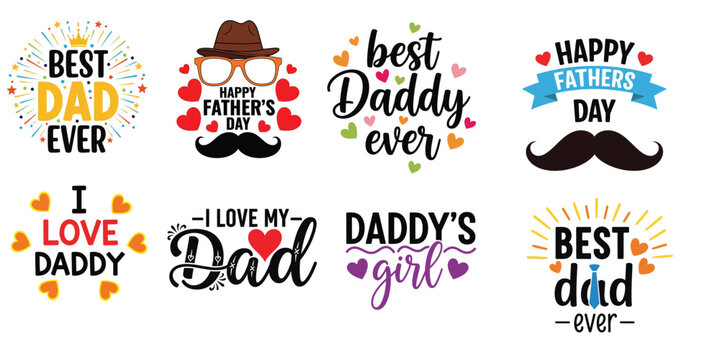 Father's day typography designs for best dad and daddy