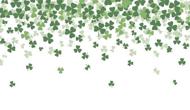 Four-leaf clover green border Seamless pattern. Clover Background, Saint Patrick s Day Vector border