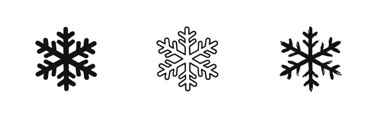 Obraz premium Snowflake Icons Collection: Solid, Line Art, and Textured Hand-Drawn Designs
