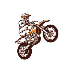 Naklejka premium Motocross Rider in Mid Air Performing Stunt on Dirt Bike.