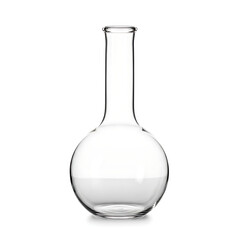 Transparent round-bottom flask, pristine empty glass laboratory equipment for diverse scientific research and experiments