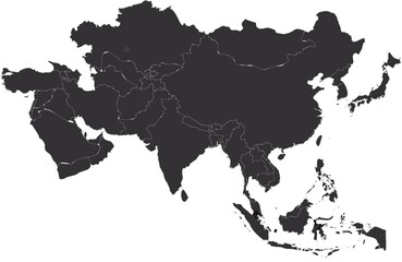 Obraz premium Asia continent map with territorial borders
