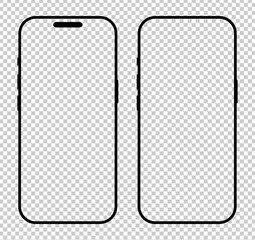 Smartphone frames mockups. Set of gadget symbols. Devices front view. Flat signs for website design, ui, mobile app. Blank smart phone screen simple templates. Mobile phones black icons collection.
