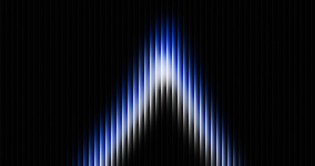 Bright white light radiates from the center surrounded by blue and white vertical lines on a black background creating a striking visual effect. © Basit