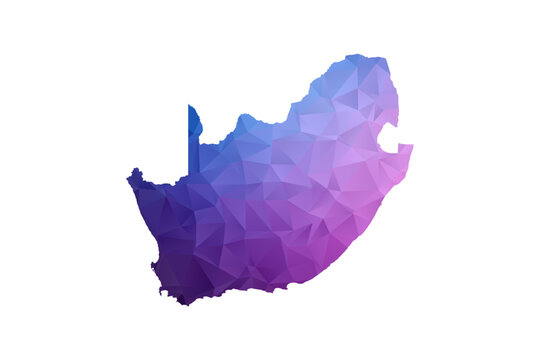South Africa Map - Polygon Style Vector Illustration in Blue and Purple Gradient, Low Poly Geometric Design, Isolated on White Background, Ideal for Infographics and Learning Materials.
