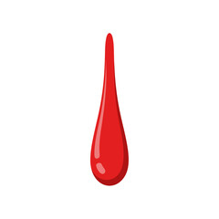 Single elongated red blood or paint drop