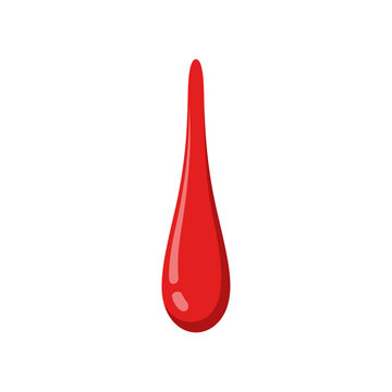 Single elongated red blood or paint drop