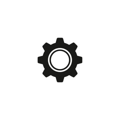 Obraz premium Black Cog Gear Symbol Isolated On White Background Simple Clean Design