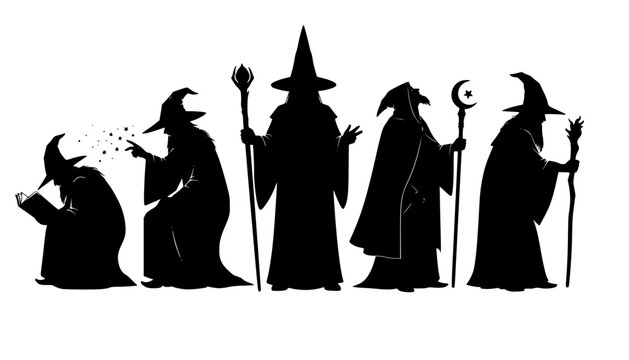 wizard silhouettes on the white background
