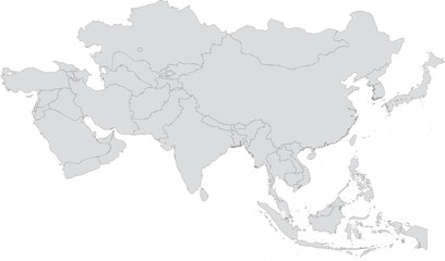 Obraz premium Detailed vector asia map on white background