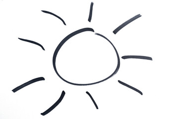 the shining sun drawn with black marker