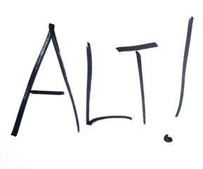 the word ALT written in black marker