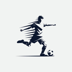 Stylized Silhouette of a Soccer Player Moving at High Speed