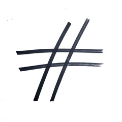 the hash symbol drawn with black marker