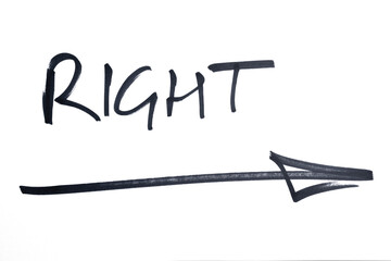 the right direction arrow drawn with marker