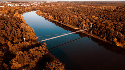 suspension bridge over the river