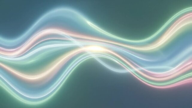 Abstract colorful glowing light waves flowing dynamically on a dark gradient background