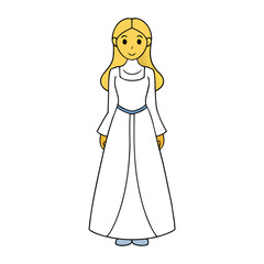 Fototapeta premium Elegant woman in a flowing long dress, gracefully poised, her gown cascading with soft folds, exuding charm, confidence, and timeless beauty in every movement. 