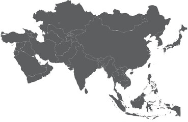 Obraz premium Asia continent map showing countries and their political borders. vector illustration