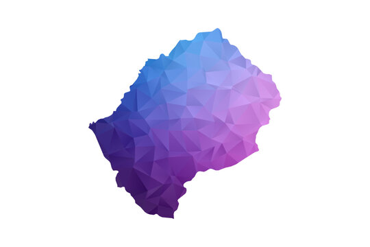 Lesotho Map - Polygon Style Vector Illustration in Blue and Purple Gradient, Low Poly Geometric Design, Isolated on White Background, Ideal for Infographics and Learning Materials.