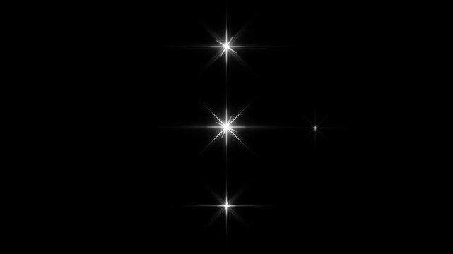 Sparkle Star light effect, Sparkling stars Shine animation, fast star line glitter motion, white cartoon blinking stars, flat vector doodle star sparkle, with black screen background. 4K video
