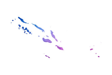 Fototapeta premium Solomon Islands Map - Polygon Style Vector Illustration in Blue and Purple Gradient, Low Poly Geometric Design, Isolated on White Background, Ideal for Infographics and Learning Materials.
