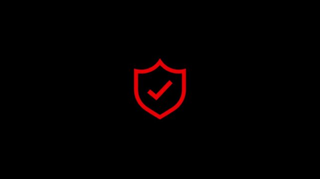 Red shield with checkmark on black background