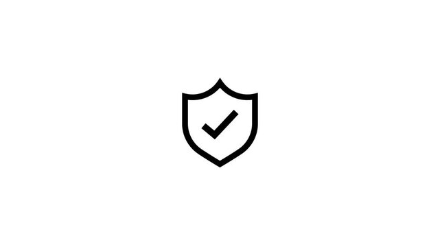 Black and white shield icon with checkmark