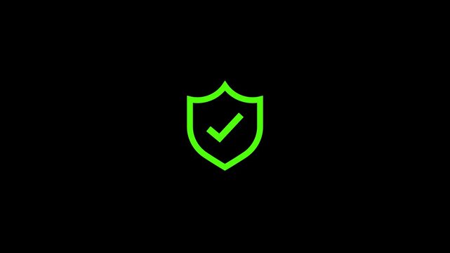 Green shield with checkmark on black background