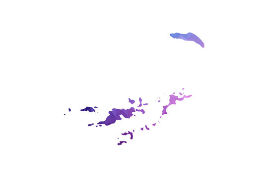 British Virgin Islands Map - Polygon Style Vector Illustration in Blue and Purple Gradient, Low Poly Geometric Design, Isolated on White Background, Ideal for Infographics and Learning Materials.