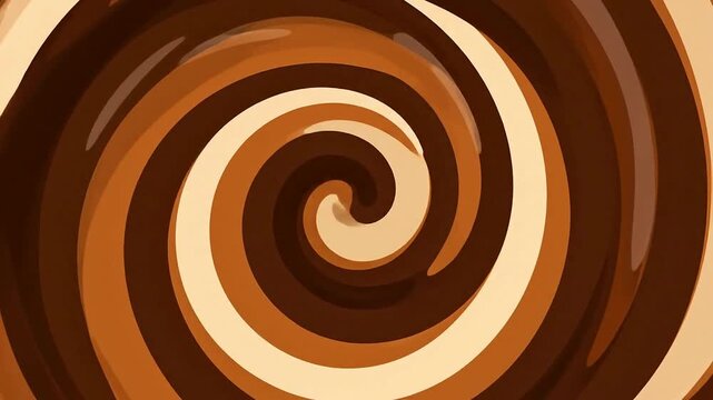 Close up of brown swirls rotating in pattern or Wide shot of brown shapes swirling in motion