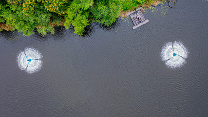 Water treatment turbines in water sources.