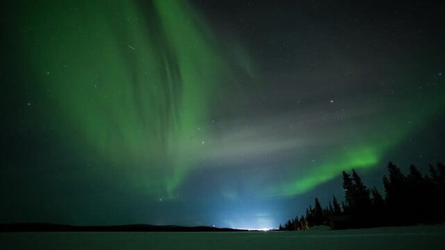 aurora borealis northen light in sweden, Kiruna, over Arctic circle