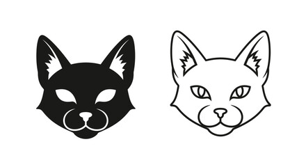 Fototapeta premium Black and white cat face design, minimalist cat silhouette, cat artwork, cat illustration Vector