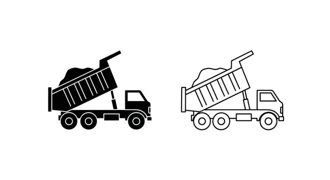 Two dump trucks carrying construction materials, vector illustration Vector