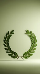 Obraz premium A traditional green laurel wreath, meticulously crafted, symbolizing victory, academic achievement, and timeless honor on a simple background ,award ,achievement ,nature