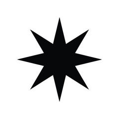 A simple black eight pointed star graphic on a white background