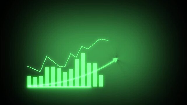 Stock market increase concept with glowing bar chart 2014 indicator. Investment success concept animated business statistics graph...