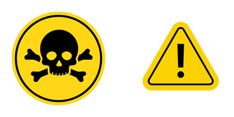 Obraz premium Danger and warning symbols png icon set isolated on transparent background