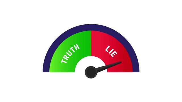 Animation of a lie detector with arrow and scale. Polygraph scale video, transparent background. 4k video.
