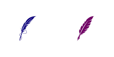 Obraz premium Two colorful feather icons with intricate details isolated on transparent background