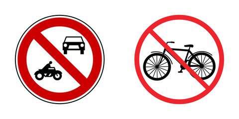 Prohibited vehicle and bicycle signs with transparent background © MstLima